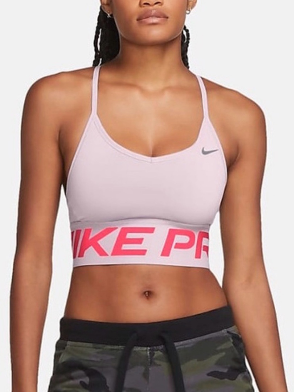 Nike Light Pink & Hot Pink Pro Logo Sports Bra